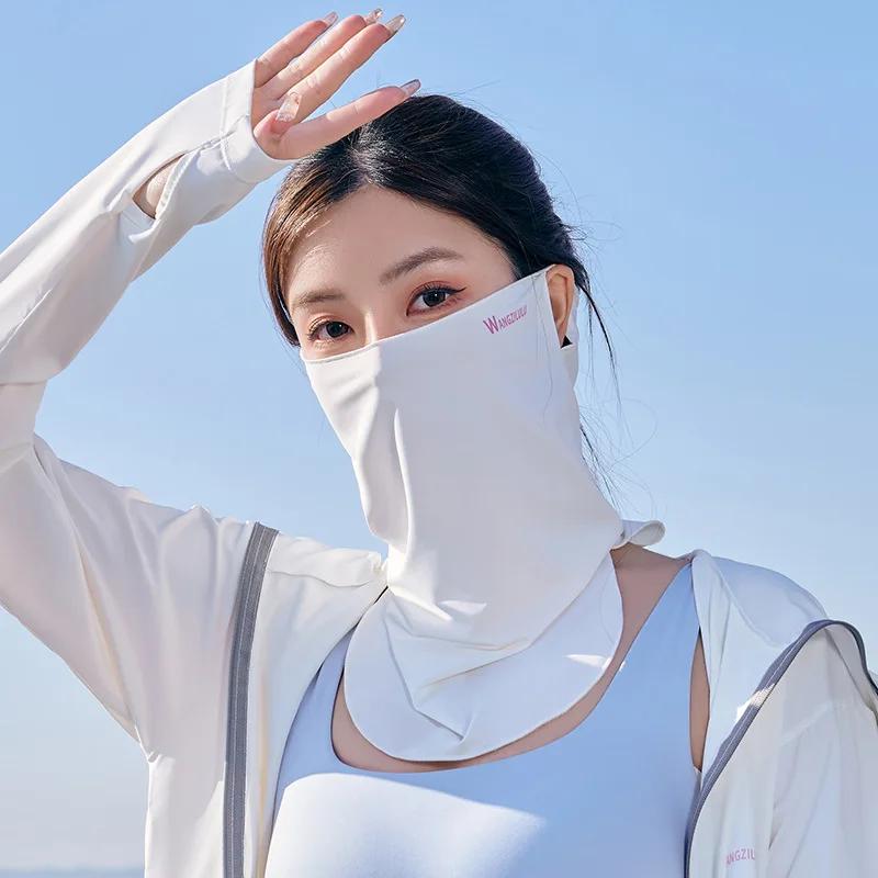 Sun Protection Mask Ice Silk Breathable Ear Loop Mask Elastic Sunscreen Anti-UV Face Covering Thin Breathable Sports Neck Gaiter