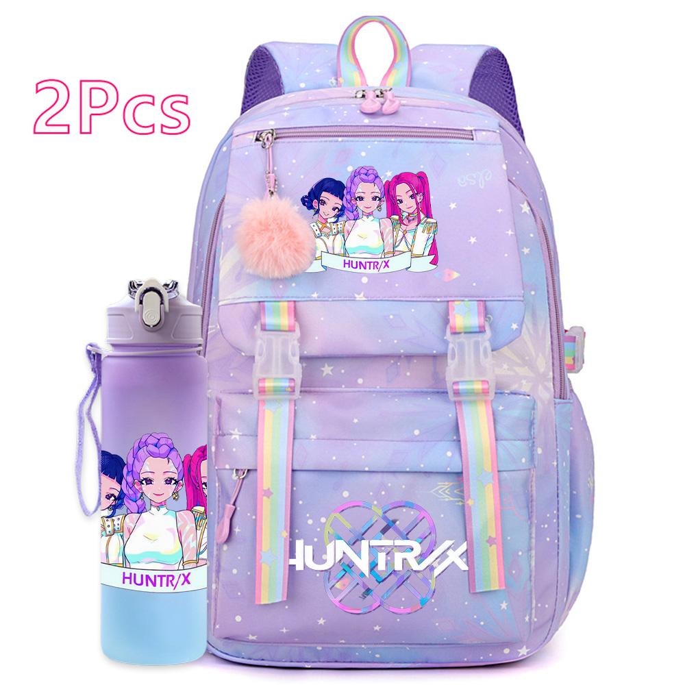 2 шт./набор Милый аниме K-pop рюкзак с принтом 750 мл бутылка для воды большой вместимости дорожная сумка для девочки-подростка мальчика школьный портфель детский подарок рюкзак