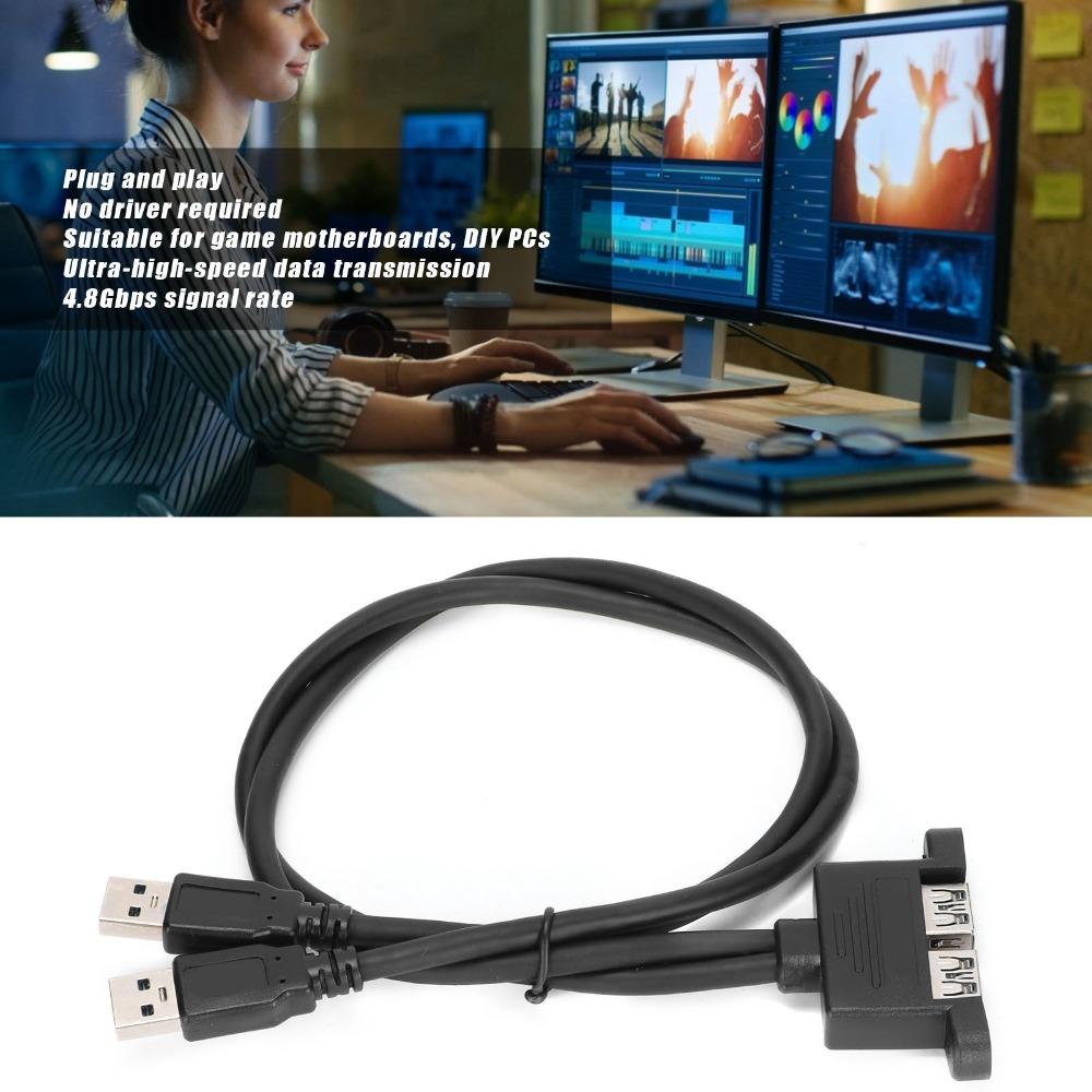 50см USB-удлинитель с 2 портами, двойной USB, header на переднюю панель, кабель для монтажа на панель, компьютерный аксессуар