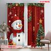 2pcs,2D Plane Printing Curtains&Window Treatment Cute Snowman Christmas Greeting 100% Polyester (without Rod) Art Deco Festive