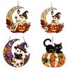 Colorful Halloween Ghost Ornaments Pumpkin Cat Window Hanging Decoration Sun Catcher  Farm