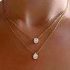 Elegant Waterdrop Rhinestone Pendant Necklaces for Women Ladies Luxury Double-Layer Stacking Fine Chain Necklaces Jewelry Gifts