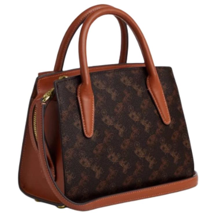 Coach Сумка-тоут Andrea Carryall 22 с принтом "Лошадь и карета", из синтетической кожи, через плечо, маленькая женская сумка-тоут, цвет Трюфель CZ336-IMS2K