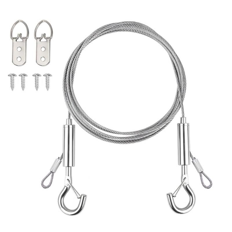 Picture Hanging Rope Set with Adjustable Barrels, 4 Metal Art Display Lines, Wall Mount Plates and Screws for Indoor Gallery Display