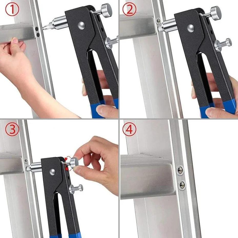 1Set Gun Kit Threaded Nut Rive Tool M3-M8 Aluminum Rivnut Nutsert Riveting Woodworking Tools Set 86Pcs Hand Riveter Nut Rivet