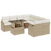 Ensemble de Sofa de Jardin 9 Pièces avec Coussins Poly Rattan Beige, Sofa de Jardin 2 Places avec Rangement et Coussins Poly 3357174