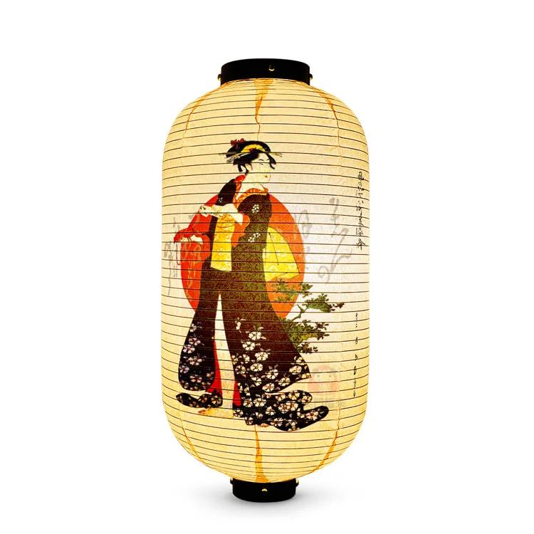 Japanese Style Geisha Pattern Lantern Waterproof Cloth Ukiyo-e Cuisine Restaurant Izakaya Decor Lantern Festival Party Decor