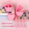 Plastic Facial Masque Bowl Set Heart-Shaped Mixing Bowls Brushes Reusable Skin Care Tools for Women Face Mixing