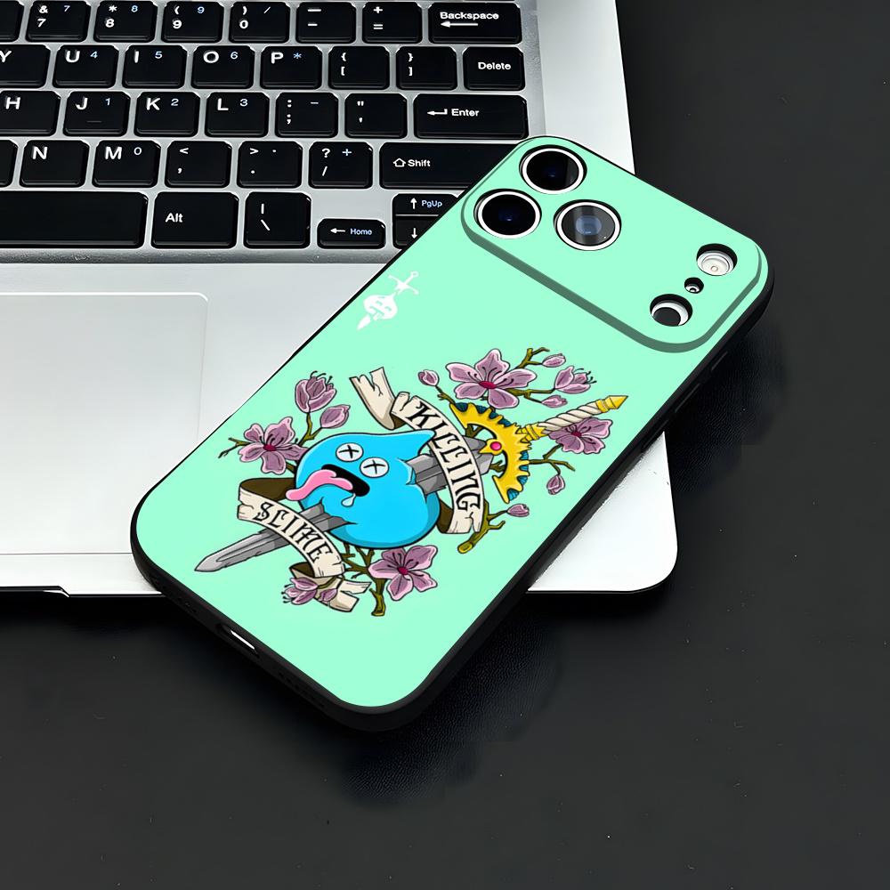 D-dragon Q-Quest Слайм Чехол для телефона Для IPhone 17 Air 16 E Pro Max 15 14 13 Mini 12 Pro 11 Max Plus Черный Мягкий корпус