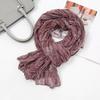Women Scarf Solid Color Pleated Design Versatile Long Scarf Retro Style Versatile Comfortable Cotton Linen Shawl