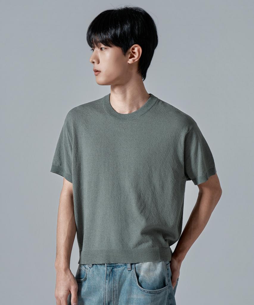 WAAR M1092 Airy Round Knit_Sage Green
