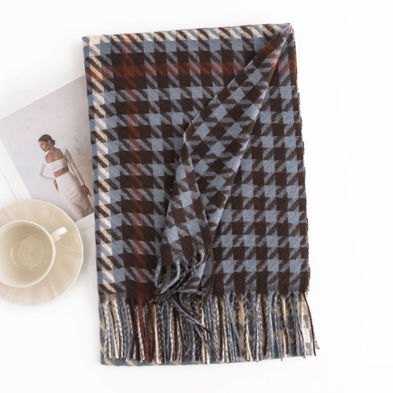 Новый зимний шарф в гусиную лапку, модный европейский и американский повседневный шарф, защищающий от холода, высококачественная удлиненная теплая шаль