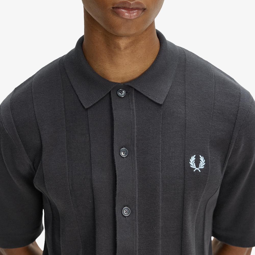 FRED PERRY [Sharp] Tonal Vertical Stripe Knit Shirt - Anchor Grey Afpm2612324-297