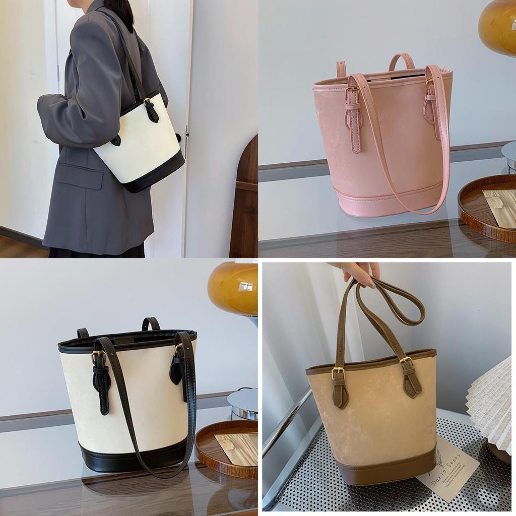 2024 Новая Мода Ретро Сумка-Ведро Подмышечная Уличный Трендовый Средней Вместимости Цветоблокировка Сумка-Тоут Плечевая Сумка