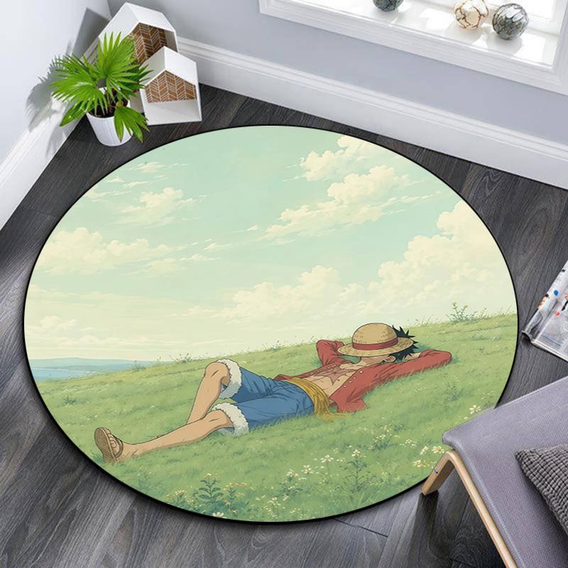One Piece2 Round Area Rug,Carpet Rug for Living Room Bedroom Sofa Playroom Decor,Non-slip Floor Mat