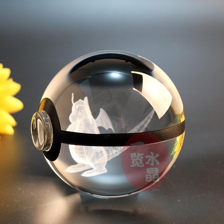 Most Popular LED Glowing Crystal Dragonite K9 Pokeball Souvenir Gift for Night Light Enthusiasts