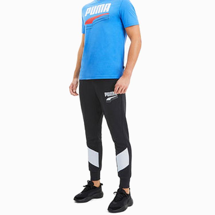 Puma Спортивные брюки мужские с ярким логотипом и цветными блоками, черные 582742-01