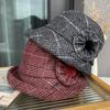 Универсальная шерстяная утолщенная панама делает лицо маленьким, британская ретро шляпа-ведро с маленькими полями, теплая панама-ведро