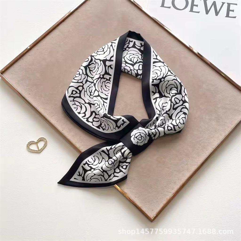 Silk Scarf Small Long Square Scarf Women'S High-End Neck Protection Scarf Professional Matching Shirt Scarf