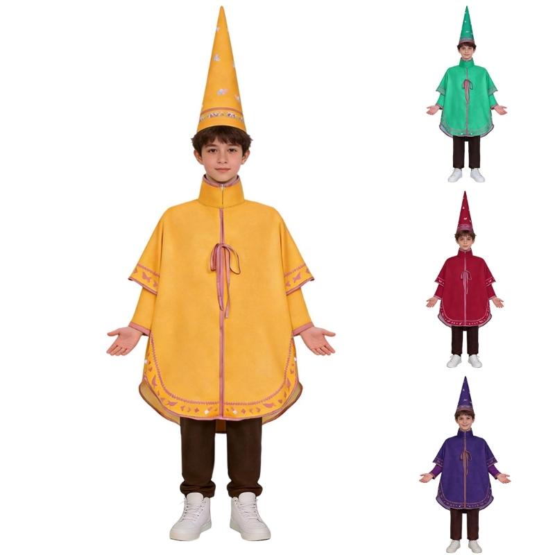 Anime Cosplay Costume Set With Cape And Hat For Stage Performances Uniform Cloth Fabric Role Play Cosplay Accessory