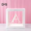 Balloon Box Reusable Clear Paper Box with Letter Stackable DIY Assembly 25 X 25cm Cube Box for Graduation Wedding Birthday Party Decor