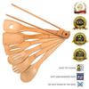 BlauKe® Wooden Kitchen Utensils Set of 7 – Bamboo Cooking Utensils for Non-Stick Cookware – Wooden Spatulas for Cooking, Wooden Spoons