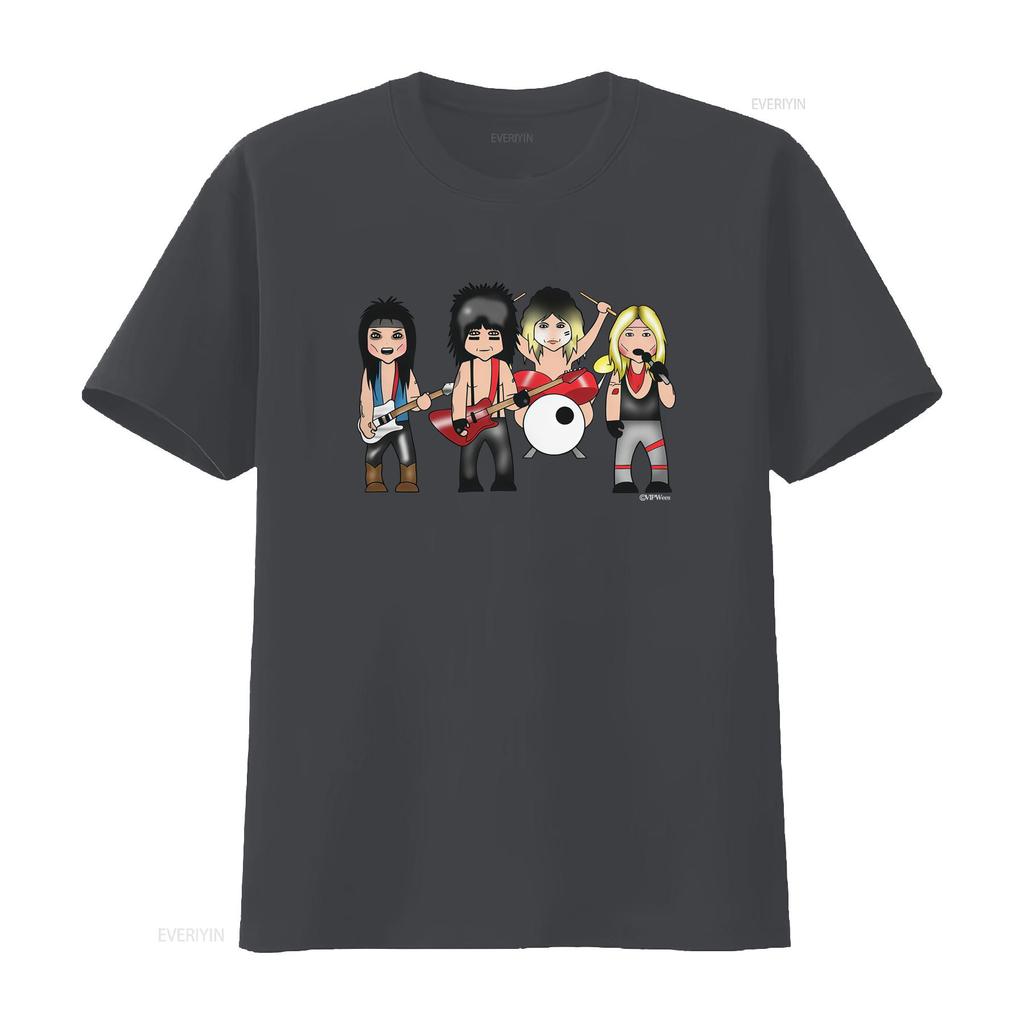 Mens T Shirt Vipwees The Crue Heavy Metal 80S Band Caricature Motley Inspired Rock vintage Washed Stretched Comfortable