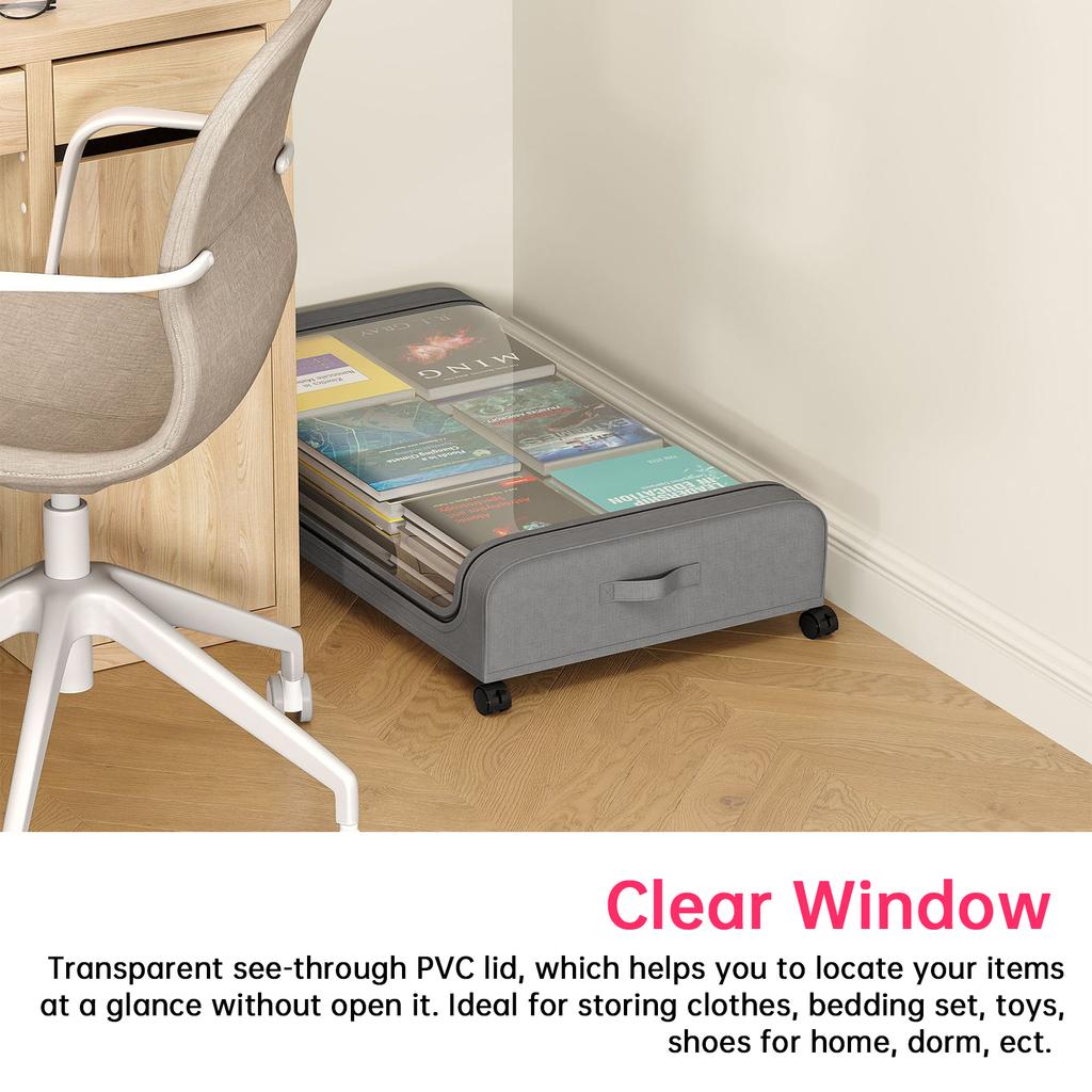 2 шт. Контейнер для хранения под кроватью с крышками и колесами, многофункциональный для хранения одежды в общежитии