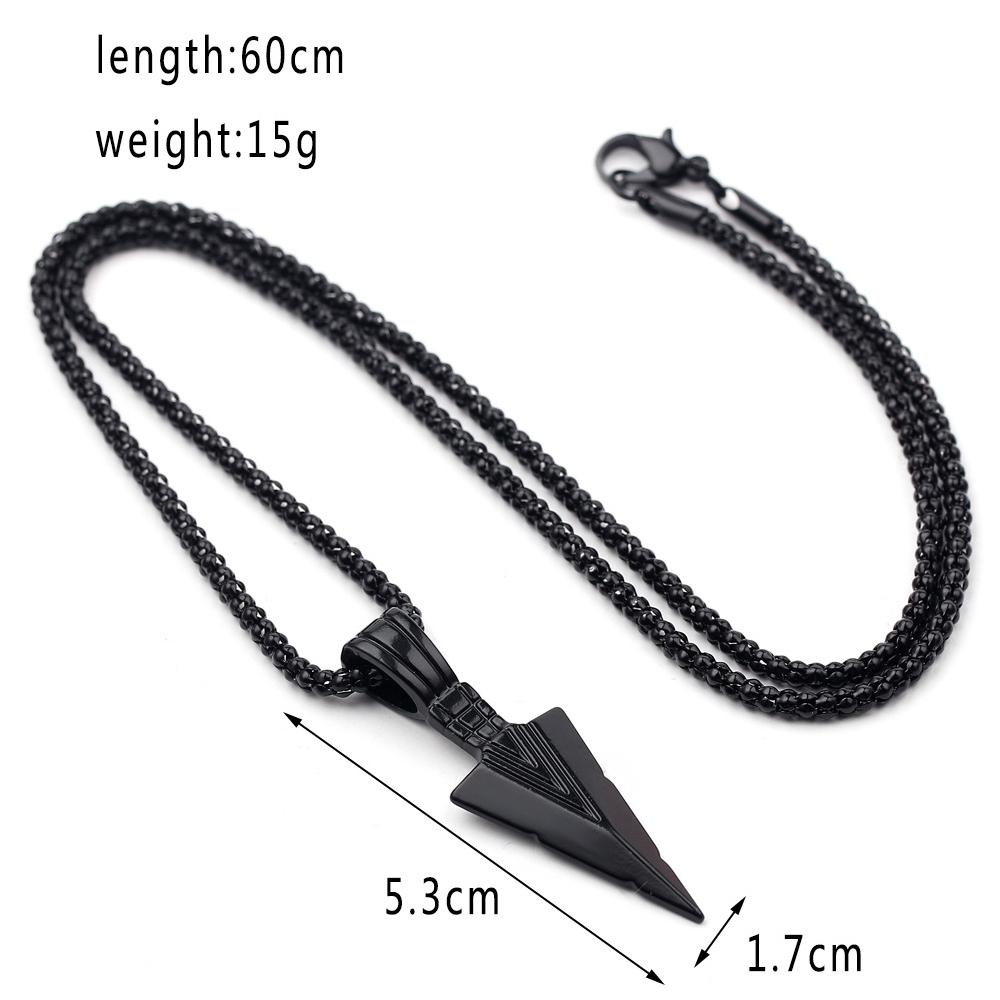 New Men Spear Point Arrowhead Pendant Necklace with 24 Inches Chain, Gun Black