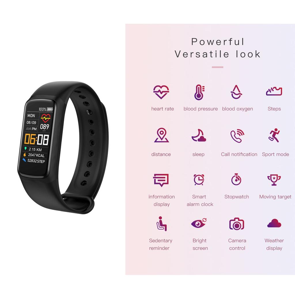 Fitness Tracker Bluetooth-compatible for iOS-Android Device with Blood Pressure Heart Rate Monitoring Sedentary Reminder