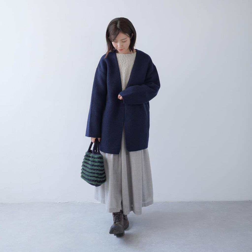 Набор для вязания из необработанной шерсти Сумка с меховой отделкой #17-6 (военно-морской флот)