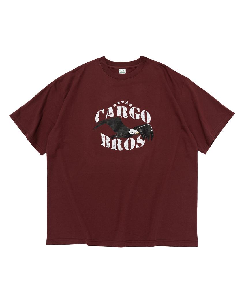 CARGOBROS (Большой размер) Американская винтажная футболка с коротким рукавом и орлом (Вино)