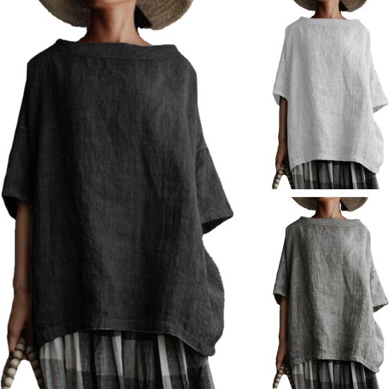 Boat Collar Shirt Comfortable Streetwear Concise Half Sleeve Women Top