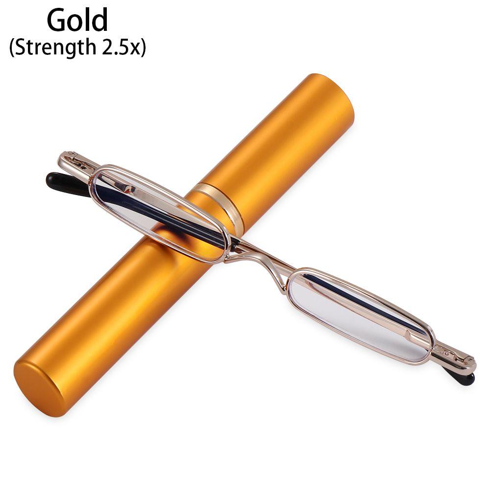 Women Spring Hinged Readers Slim Reading Glasses with Pen Clip Tube Case Slim Pen Reading Glasses