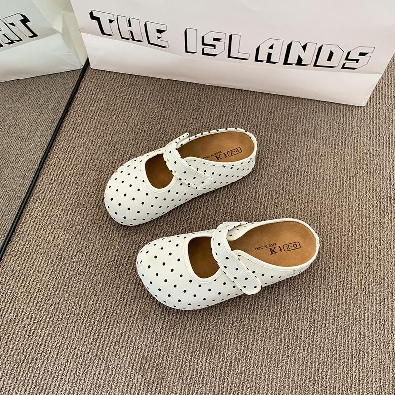 French polka dot platform bag head slippers women's autumn and winter new Birkenstocks versatile outer wear cool slippers
