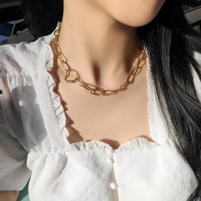 Женское layered-ожерелье из серебра 925 пробы с массивным сердцем