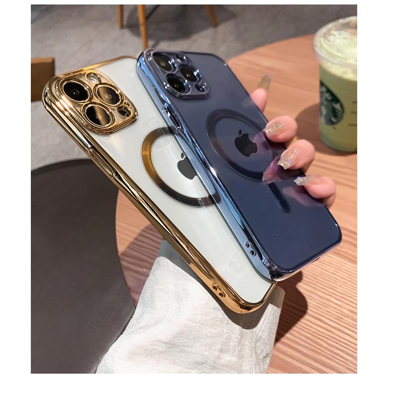 Роскошный прозрачный магнитный чехол с покрытием Magsafe для iPhone 14 13 12 11 Pro Max X XR XS 8 Plus, мягкий силиконовый чехол