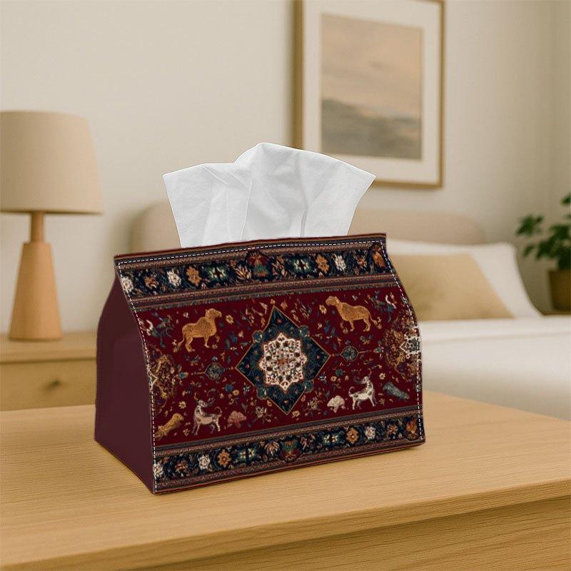 1pc Tissue Box Holder with a Persian Rug Design Showcasing a Detailed Geometric Pattern - A Versatile Napkin Dispenser Suitable for Home Gatherings, C