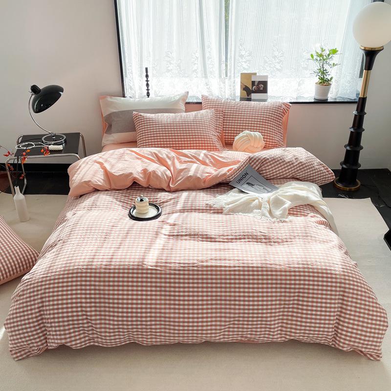 Серия AB Cotton: Комплект постельного белья из чистого хлопка для общежития - односпальный, из четырех частей с простынями