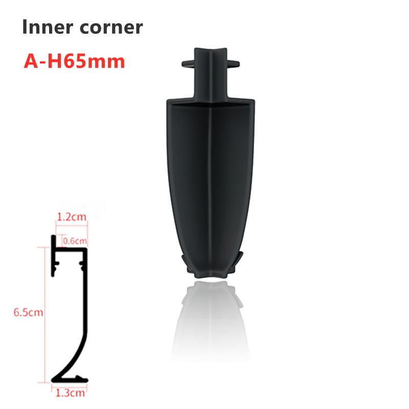 Светодиодный плинтус H40/50/65 мм, линейный светильник, алюминиевый профиль, аксессуары, плинтус, пластиковый внутренний уголок, внешний угловой соединитель