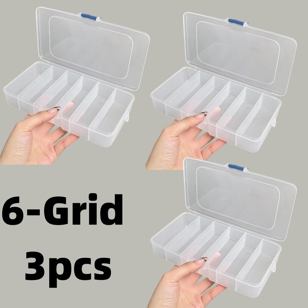 5/6 Compartment Storage Box Beauty Hair Tool Storage Small Box Rubber Band Card Hair Accessory Portable Divided Box with Buckle