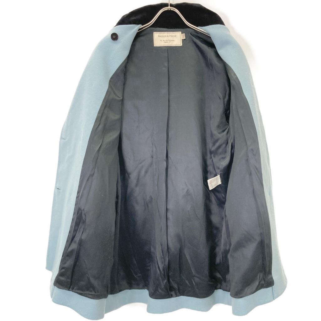 Maison Kitsune KWO-0452-B Шерстяное пальто 34 Синий x черныйБ/у