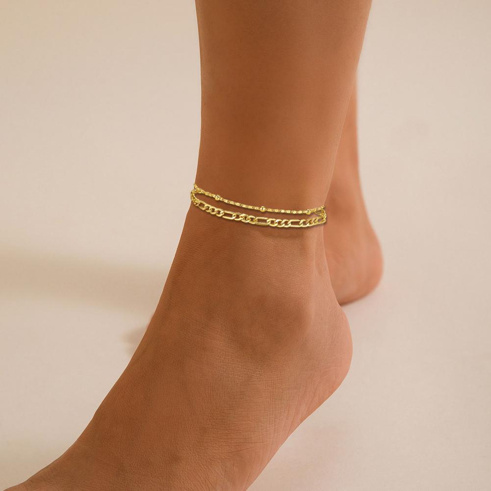 Adjustable Women Anklet Elegant Double-layered Rhinestone Anklet for Women Adjustable Length Polished Ankle for Birthdays