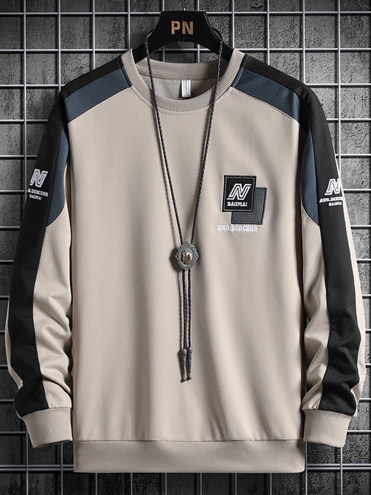 Мужская толстовка NASA большого размера с цветовыми блоками - Модная повседневная футболка с длинным рукавом для весны/осени