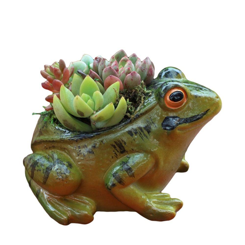 Breathable Frog Succulent Plant Pots Resin Plant Planter Art Potted Plants Frog Flower Pot  Garden
