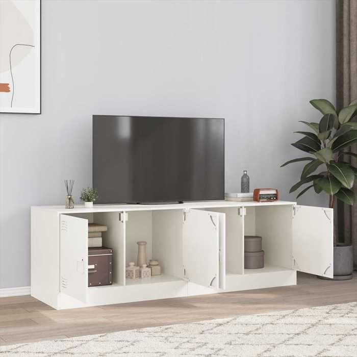VidaXL Meubles TV 2 pcs blanc 67x39x44 cm acier, banc TV, meuble télé, meuble multimédia, buffet TV, meuble hifi, centre de 841642