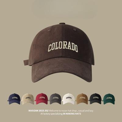 Осень и Зима Корейский Стиль Большой Обхват Головы Вышивка Буквами Кепка с Козырьком Американский Ретро Персонализированный Матовый Солнцезащитный Козырек Бейсболка