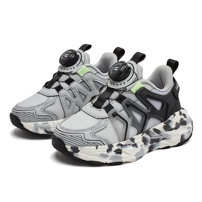 Kids Running Shoes Breathable Mesh Sneakers With Rotary Buckle Lightweight Casual Sports Shoes For Boys Girls Outdoor Walking