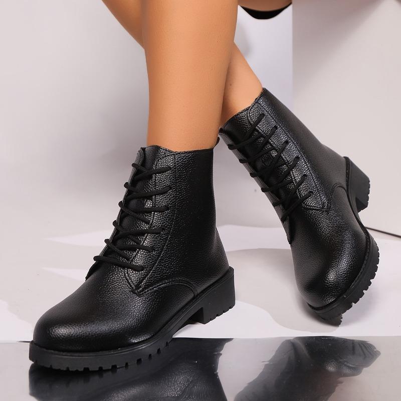 Женская обувь 2024 года, горячая распродажа, женские ботинки со шнуровкой спереди, модные круглые носки, современные ботинки, женские новые ботильоны больших размеров Zapatos