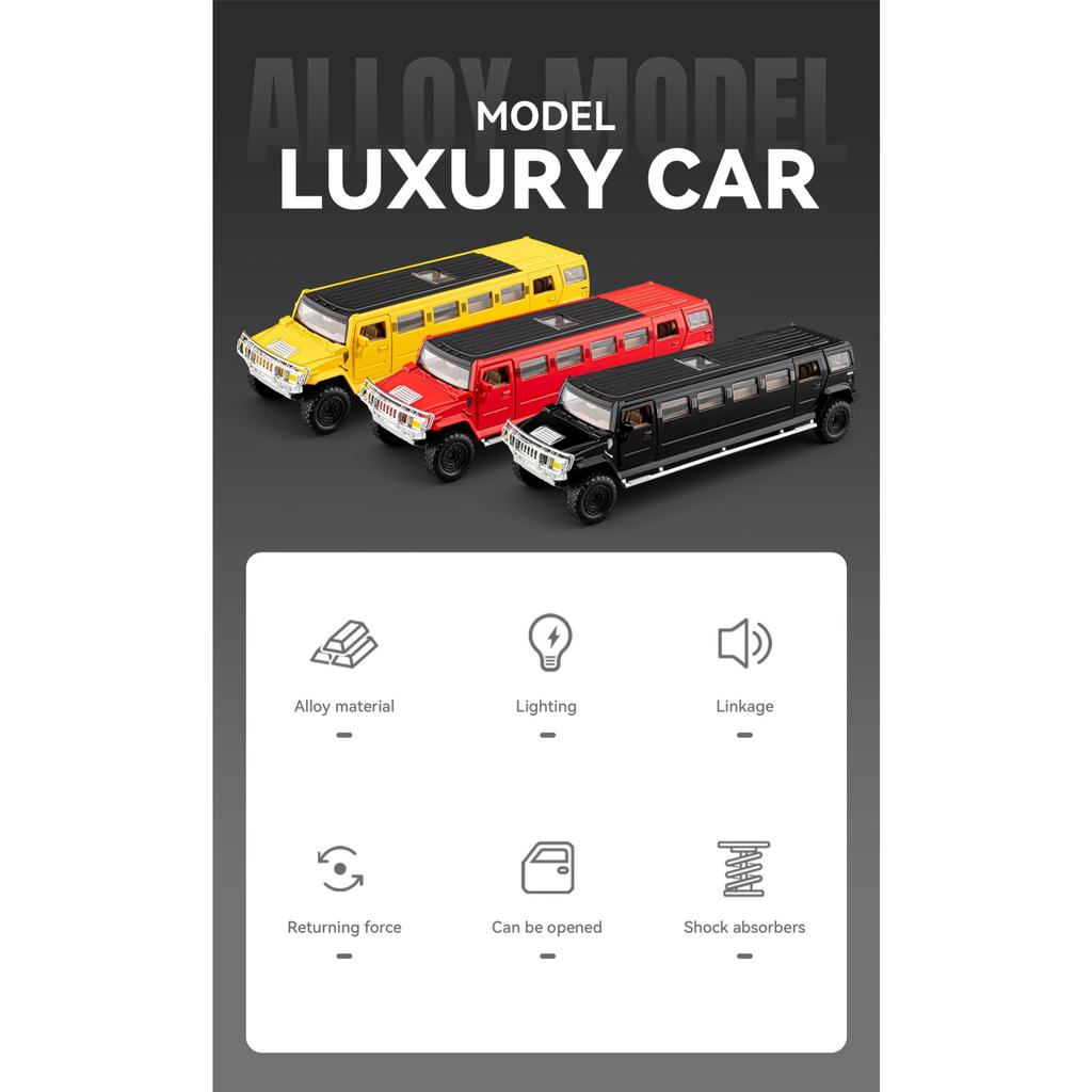 НОВЫЙ 1/32 Hummer H2 Лимузин Сплав Модель Автомобиля Игрушка Литье под Давлением Металлическое Литье Звук и Свет Автомобильные Игрушки для Детей Транспортное Средство